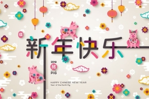 【PSD模板】2019猪年精品素材 包含手绘插画素材猪年剪纸素材国外海报模板