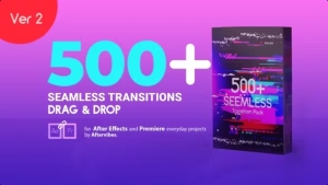 【AE模板】500种故障失真干扰图形遮罩分割光效移动旋转缩放视频转场动画 Seamless Transitions v2