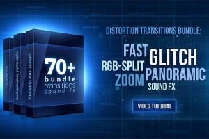 【PR模板】70种信号干扰画面像素破损转场动画 +转场音效 70+ Bundle: Glitch and RGB-split Transitions
