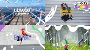 【FCPX插件】10种可爱卡通水流液体MG图形元素文字标题动画 Colorful Liquid Slideshow 汉化版