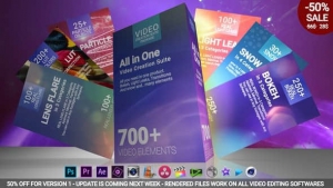 【AE/PR预设】700个调色转场粒子炫光散景叠加特效模板预设包 700 Video Creation Suite V2