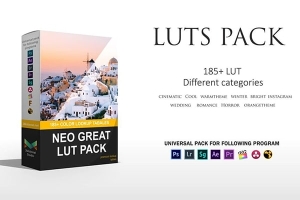 【调色预设】185种炫酷电影婚礼明亮浪漫冷暖视频LUTs调色预设 Neo Great Color Grading Pack PP + Luts