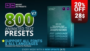 【AE/PR模板】800个专业文字标题动画运动效果预设 800 Text Presets v7