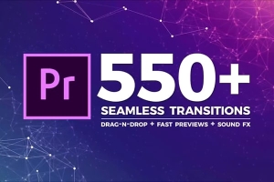 【PR模板】550个冲击缩放干扰破损平移扭曲炫光转场+音效 Seamless Transitions