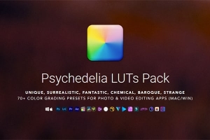 【调色预设】73个奇幻新奇梦幻超现实色彩摄影LUTS视频调色预设 Psychedelia LUTs Pack