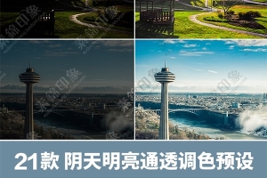 【调色预设】21款阴天风景通透明亮风光摄影调色预设 PS/LR/PR/AE/FCPX调色预设