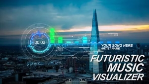 【AE模板】HUD高科技音频可视化频谱UI界面动画 Futuristic Music Visual