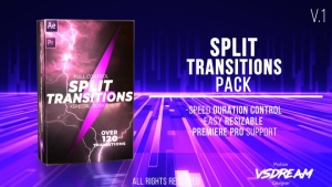 【AE模板】120种动感图形遮罩画面分离切割视频转场动画 120 Split Transitions Pack