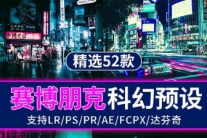 【调色预设】52款城市街道夜景赛博朋克科幻色彩手机LR预设LUTs调色滤镜