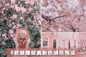 【调色预设】6款LR预设PS梦幻粉色糖果色ins旅拍PR达芬奇FCPX手机APP调色滤镜LUT