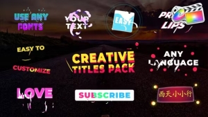 【FCPX插件】10组创意卡通动漫元素文字标题动画 Creative Titles