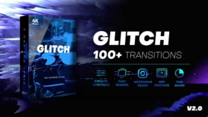 【FCPX插件】100种画面失真损坏色散毛刺信号故障干扰转场 Glitch Transitions V2