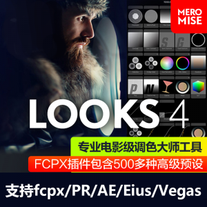 【调色插件】专业一键视频调色滤镜Looks 4，电影级调色插件Magic Bullet Suite套装红巨人降噪磨皮调色插件