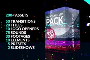 【PR模板】200款抖音转场模板信号故障干扰画面故障破损特效 200+ Glitch Pack
