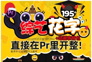 【PR预设】PR综艺花字预设vlog动画预设搞笑可爱卡通表情字幕条动画