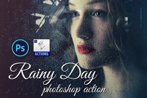 【PS动作】下雨窗户玻璃蒸汽水雾人像效果PS动作 Rainy Day Photoshop Action