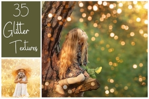 【图片素材】35个金色梦幻闪光粒子散景纹理叠加图片素材 35 Glitter Textures