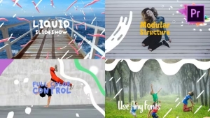 【PR模板】10组卡通液体流体图形转场标题介绍视频宣传片头动画 Colorful Liquid Slideshow