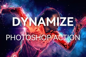 【PS动作】超酷星系时空粒子烟雾魔法光线霓虹魔幻特效PS动作 Dynamize Photoshop Action