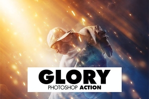 【PS动作】一键生成荣耀之光炫酷效果PS动作+笔刷 Glory Photoshop Action