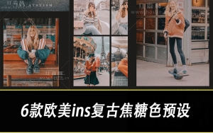 【调色预设】6款欧美ins复古焦糖色 LR预设PS人像街拍旅拍PR/FCPX调色手机滤镜LUT