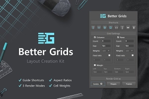 【PS插件】网格布局辅助参考线创建扩展插件 Better Grids – Layout Creation Kit 中文汉化版