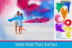【PNG素材】30张高清彩色烟熏烟幕烟雾弹粒子叠加PNG合成素材 Smoke Bomb Photo Overlays