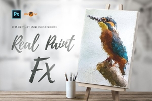【PS脚本】人像风景油画厚涂脚本肌理绘画照片转艺术照效果 Real Paint FX Photoshop Add-On Extension