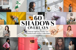 【图片素材】60款文艺自然纹理门窗光影植物阴影效果叠层素材 Natural Shadows Overlays Set