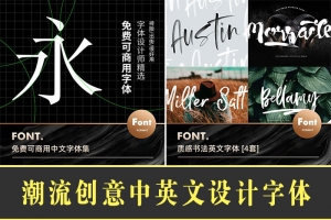【字体】火爆全网的潮流创意中文英文字体，免费可商用设计书法字体