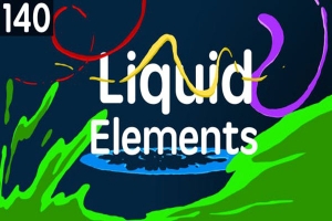 【AE模板/4K视频素材】140个液体MG运动图形流体动画转场视频素材 140 Liquid Elements