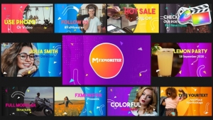 【FCPX插件】16个炫彩图形包装图文介绍场景展示动画 Colorful Slideshow