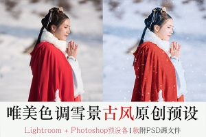 【PS/LR预设】超唯美古风汉服雪景雪山调色预设1款ACR预设LR预设