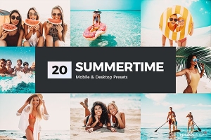 【调色预设】20种夏日户外海滩碧绿清新LUTS调色预设 Summertime Lightroom Presets LUTs