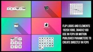 【FCPX插件】翻页LOGO字母数字倒计时日历计数器时钟元素动画 Flip Logos Elements