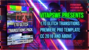 【PR模板】170种信号故障干扰毛刺像素损坏抖动闪烁转场预设 Glitch Transitions Pack