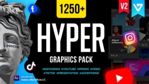 【AE脚本】1250个时尚网络社交媒体LOGO标题图文排版设计动画 Hyper – Graphics Pack v2