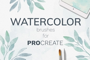 【Procreate笔刷】38款淡雅清新水彩纹理背景插画绘画Procreate笔刷套装 Procreate watercolor brush set