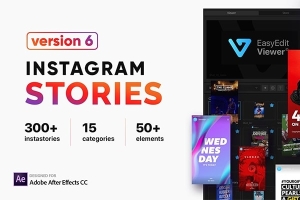 【AE脚本】300个时尚竖屏封面海报宣传设计图文排版包装动画 Instagram Stories v6