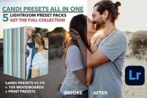 【LR预设】Candi 浪漫爱情婚礼人像摄影Lightroom预设光与影v1-v5合集 Candi All in One Preset Pack