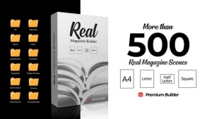 【AE脚本/模板】500种真实三维书籍杂志图文排版介绍宣传册动画 Real Magazine Builder for Element 3D