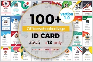 【矢量素材】 101个精美时尚工作证件卡片矢量模板 100+ Id Card Design