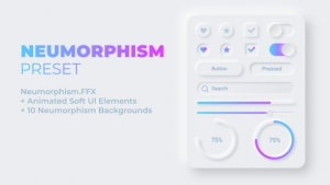 【AE模板】柔和简洁大方UI界面Button按钮图形动画 Neumorphism Preset + Soft UI Elements