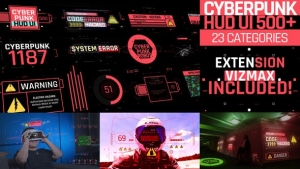 【AE脚本】500个HUD科技感赛博朋克UI界面元素动画预设 Cyberpunk HUD UI 500+