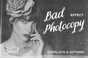 【图片素材】28张损坏的影印文件效果叠加图片素材+PS动作 Bad Photocopy Effect Overlays