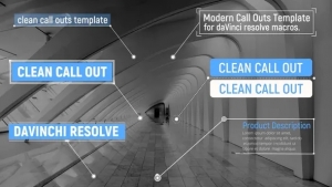 【达芬奇模板】20组可自动跟踪指示线呼出标题动画 Clean Callouts V.1