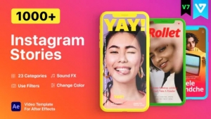 【AE脚本】1000个时尚竖屏封面海报宣传设计图文排版包装动画 Instagram Stories v7.1