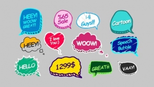 【AE模板】12组综艺卡通有趣气泡花字标题动画 Speech Bubbles