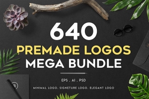 【字体Logo】640个网站博客时尚杂志摄影预制LOGO标志徽标设计排版模板 640 Premade Logos Mega Bundle