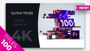 【PR模板】100个故障干扰文字标题动画预设 Glitch Titles MOGRT